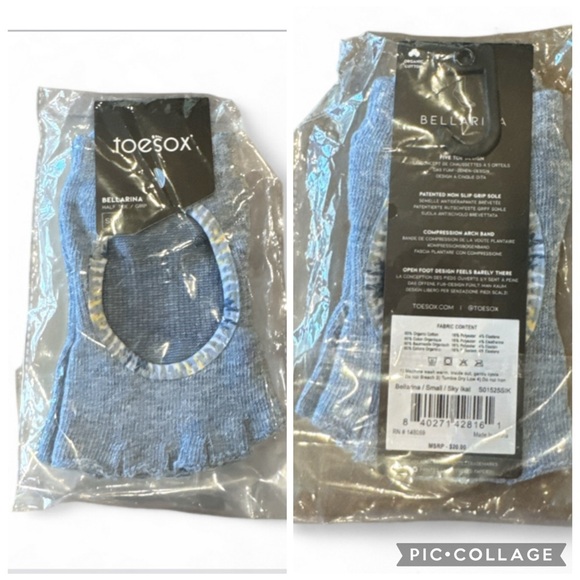 ToeSox Ballerina Half Toe Grip Socks in Sky Ikat Size Small NWT - Picture 9 of 9